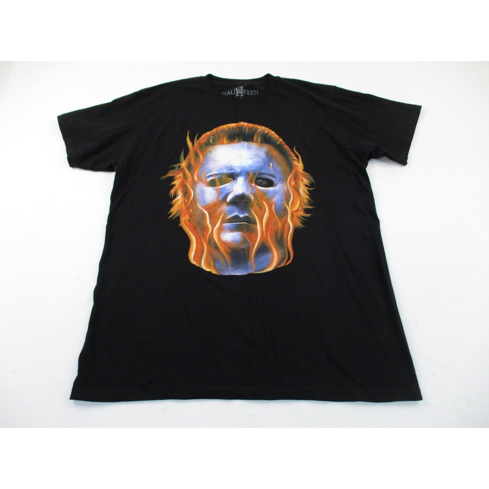 Rock Rebel Halloween II T-Shirt Mens Medium Black Michael Myers Flaming Mask Tee